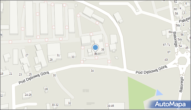 Toruń, Pod Dębową Górą, 35-39, mapa Torunia