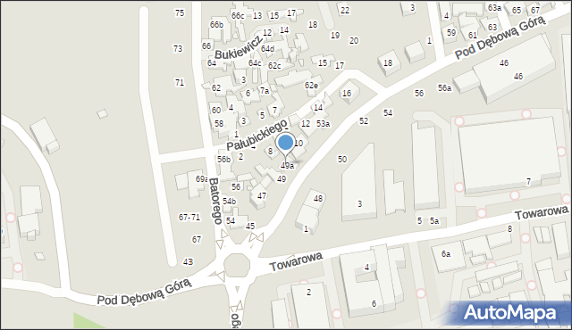 Toruń, Pod Dębową Górą, 49a, mapa Torunia