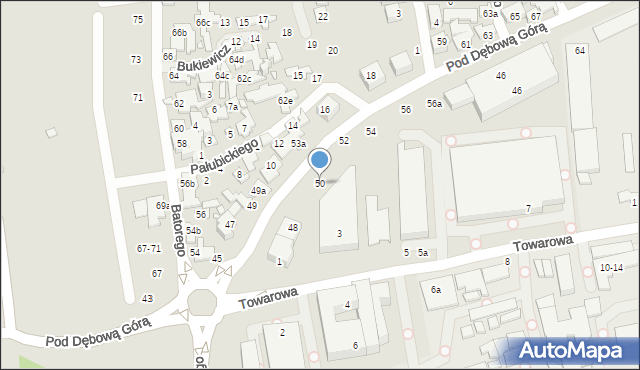 Toruń, Pod Dębową Górą, 50, mapa Torunia