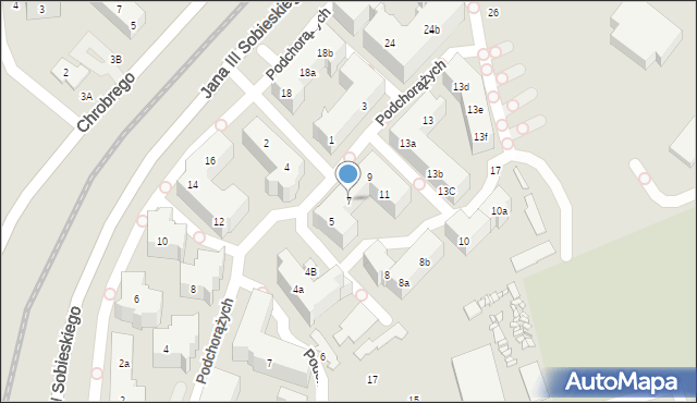 Toruń, Podchorążych, 7, mapa Torunia