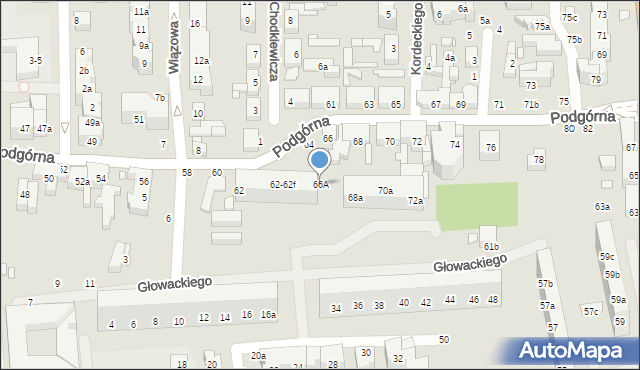 Toruń, Podgórna, 66A, mapa Torunia