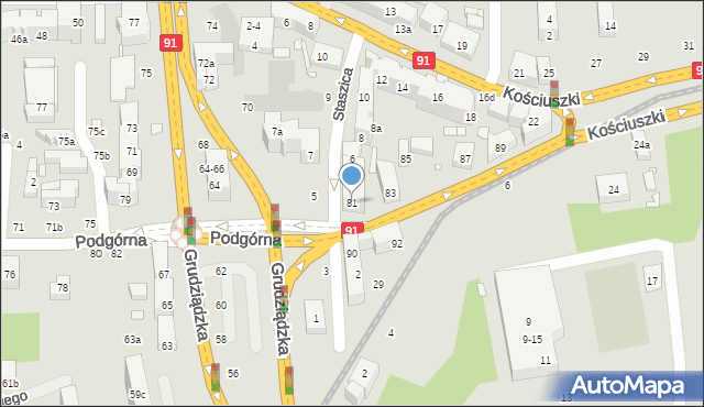 Toruń, Podgórna, 81, mapa Torunia