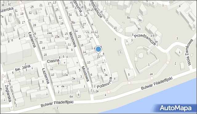 Toruń, Podmurna, 11, mapa Torunia