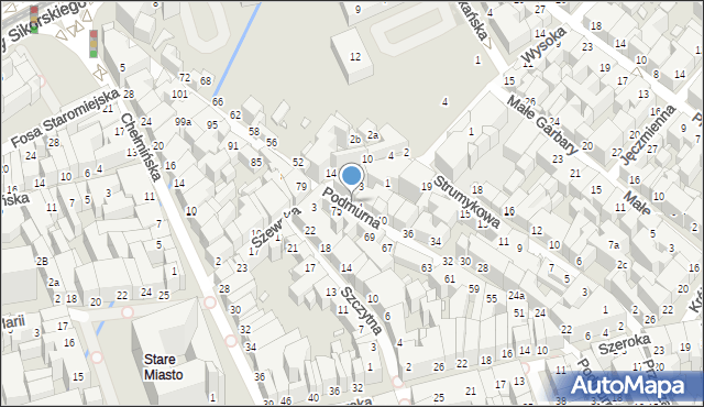 Toruń, Podmurna, 46, mapa Torunia