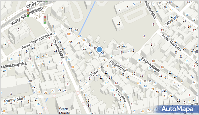 Toruń, Podmurna, 81, mapa Torunia