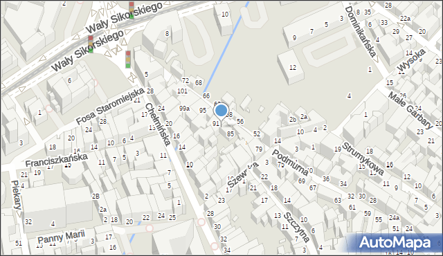 Toruń, Podmurna, 89, mapa Torunia