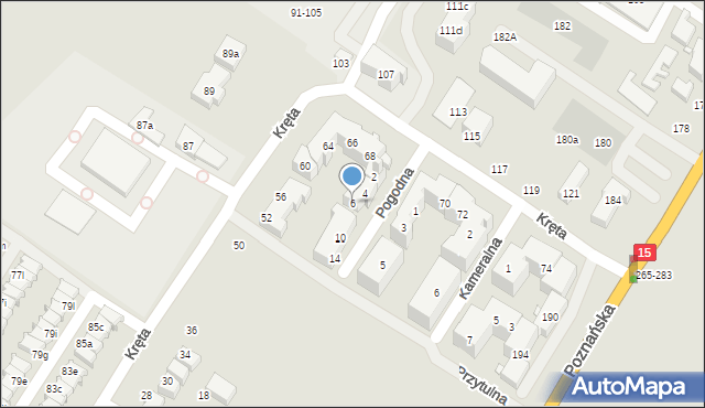 Toruń, Pogodna, 6, mapa Torunia