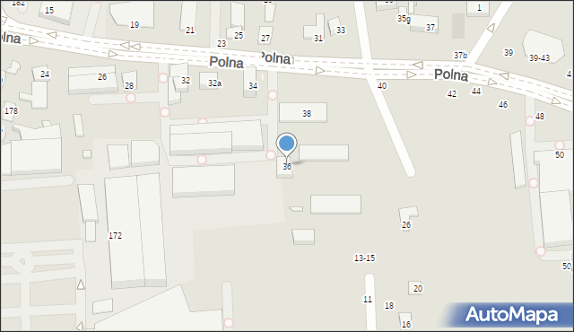 Toruń, Polna, 36, mapa Torunia