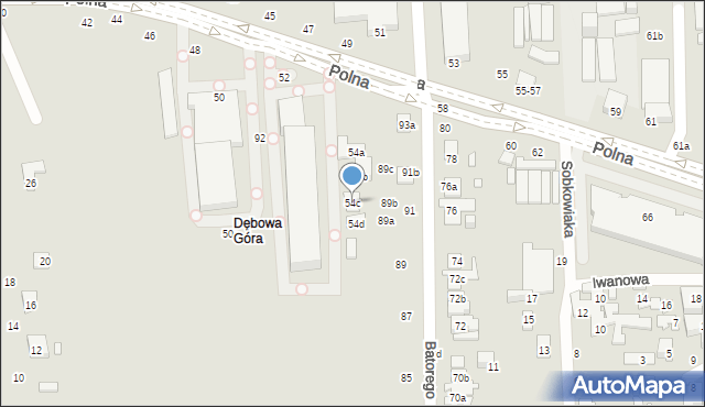 Toruń, Polna, 54c, mapa Torunia