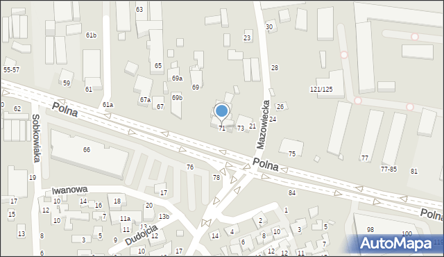 Toruń, Polna, 71, mapa Torunia