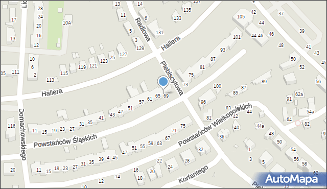 Toruń, Powstańców Śląskich, 67, mapa Torunia