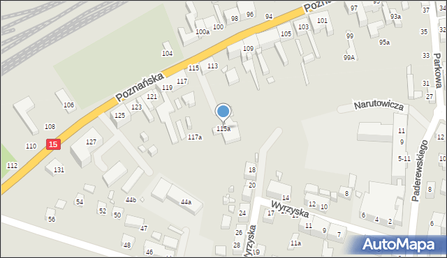 Toruń, Poznańska, 115a, mapa Torunia