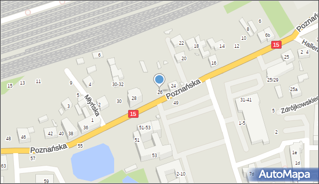 Toruń, Poznańska, 26, mapa Torunia