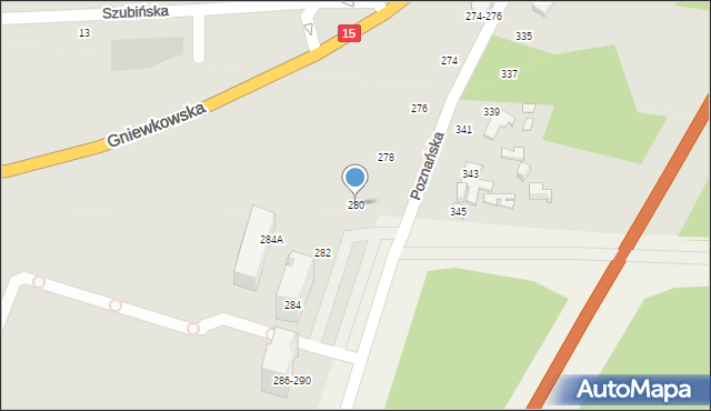 Toruń, Poznańska, 280, mapa Torunia