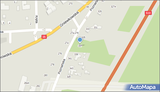 Toruń, Poznańska, 337, mapa Torunia