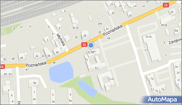 Toruń, Poznańska, 51-53, mapa Torunia