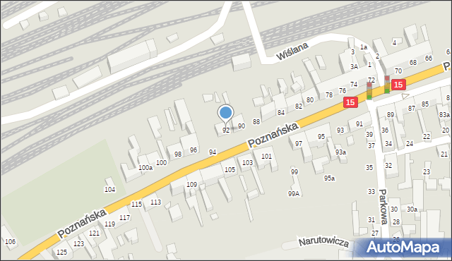 Toruń, Poznańska, 92, mapa Torunia