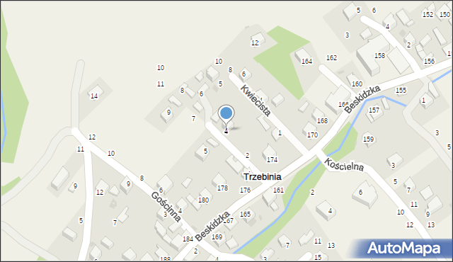 Trzebinia, Pod Kasztanami, 4, mapa Trzebinia