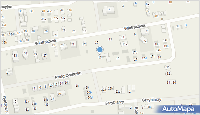 Tupadły, Podgrzybkowa, 13, mapa Tupadły