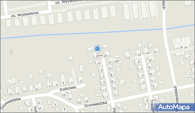 Turek, Powstańców Warszawy, 13, mapa Turka