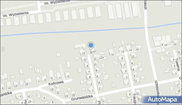 Turek, Powstańców Warszawy, 14, mapa Turka