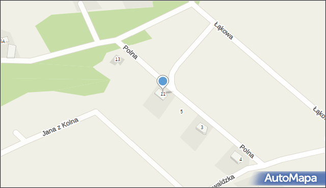 Turośl, Polna, 11, mapa Turośl