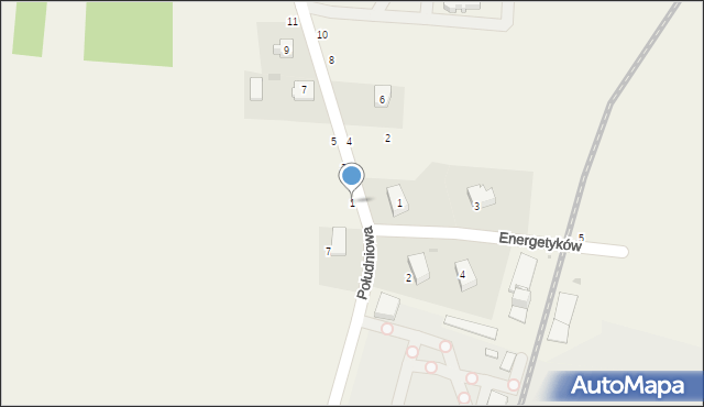 Turów, Południowa, 1, mapa Turów