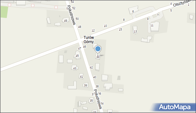 Turów, Południowa, 44, mapa Turów