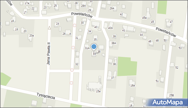 Turza Śląska, Powstańców, 33, mapa Turza Śląska