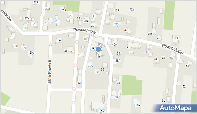Turza Śląska, Powstańców, 35, mapa Turza Śląska