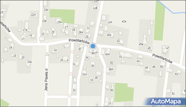 Turza Śląska, Powstańców, 40, mapa Turza Śląska