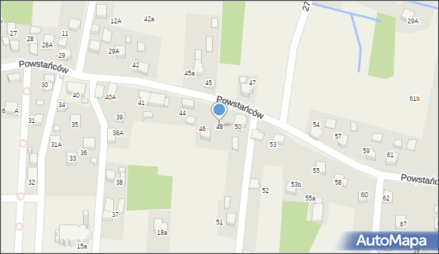 Turza Śląska, Powstańców, 48, mapa Turza Śląska