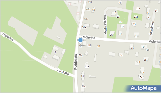 Tuszyn, Poddębina, 52, mapa Tuszyn