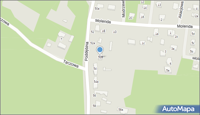 Tuszyn, Poddębina, 52B, mapa Tuszyn