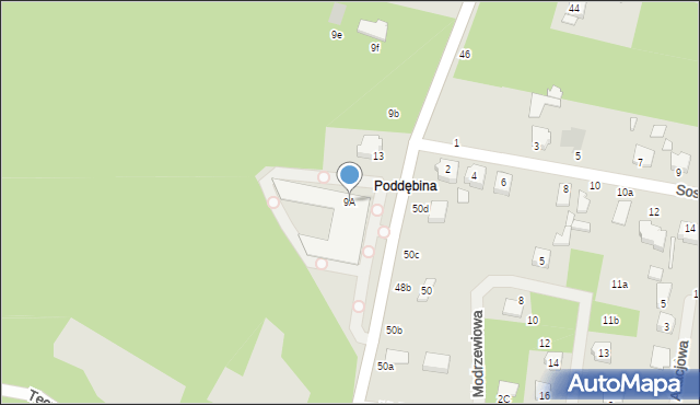 Tuszyn, Poddębina, 9A, mapa Tuszyn