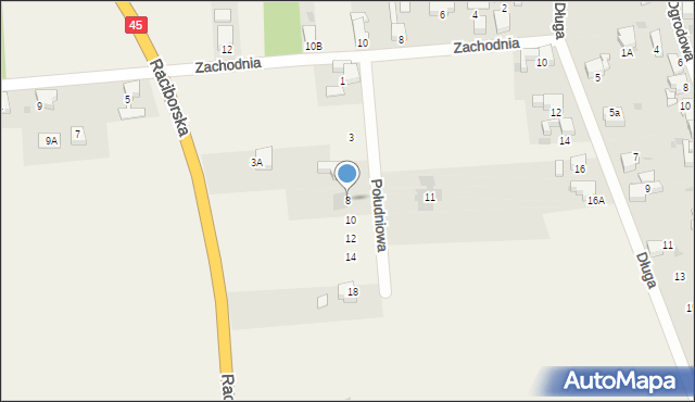 Tworków, Południowa, 8, mapa Tworków