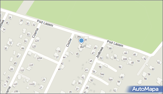Tychy, Pod Lasem, 36A, mapa Tychów