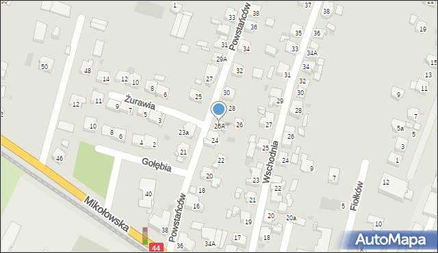 Tychy, Powstańców, 26A, mapa Tychów