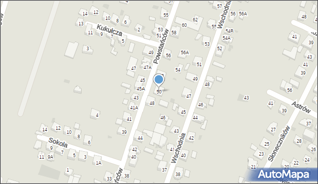 Tychy, Powstańców, 50, mapa Tychów