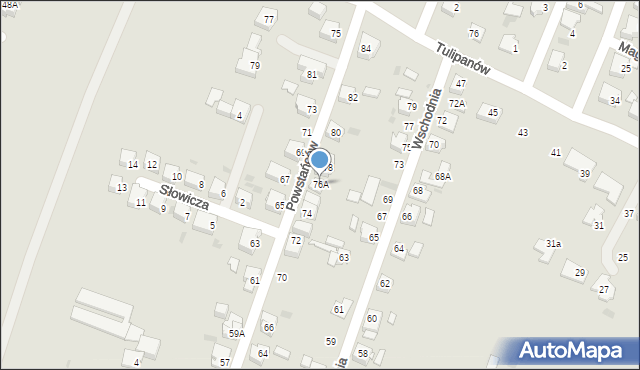 Tychy, Powstańców, 76A, mapa Tychów