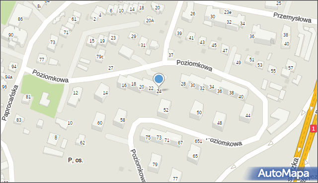 Tychy, Poziomkowa, 24, mapa Tychów