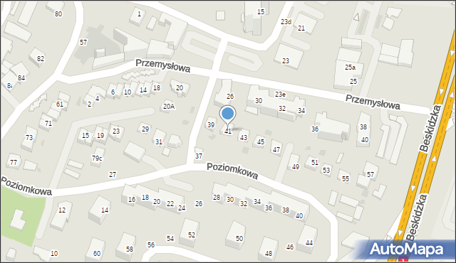 Tychy, Poziomkowa, 41, mapa Tychów