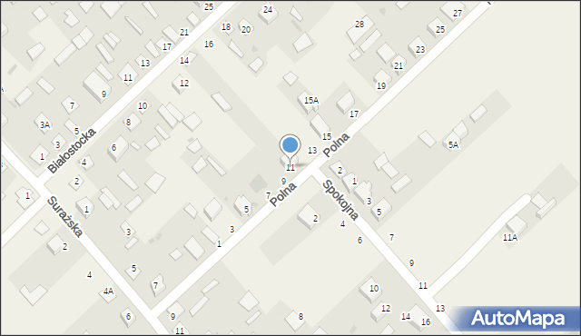 Uhowo, Polna, 11, mapa Uhowo