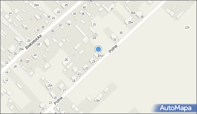 Uhowo, Polna, 27A, mapa Uhowo