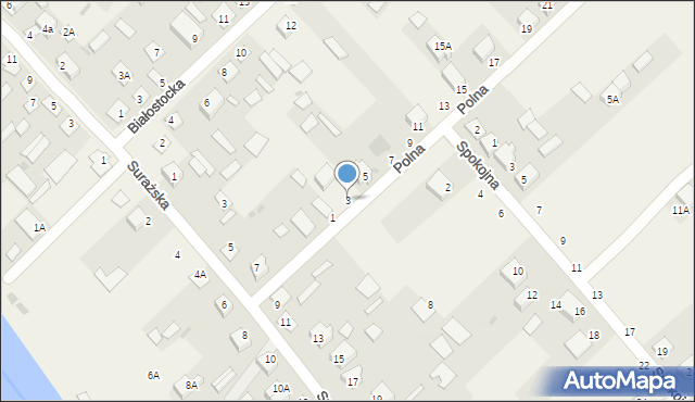 Uhowo, Polna, 3, mapa Uhowo