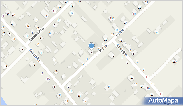 Uhowo, Polna, 5, mapa Uhowo