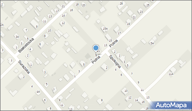 Uhowo, Polna, 9, mapa Uhowo