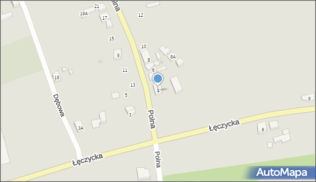 Uniejów, Polna, 4, mapa Uniejów