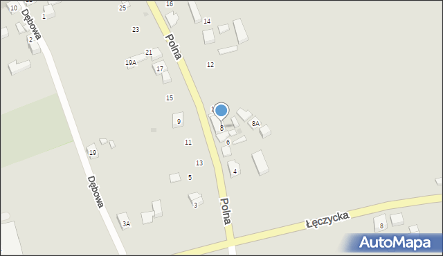 Uniejów, Polna, 8, mapa Uniejów