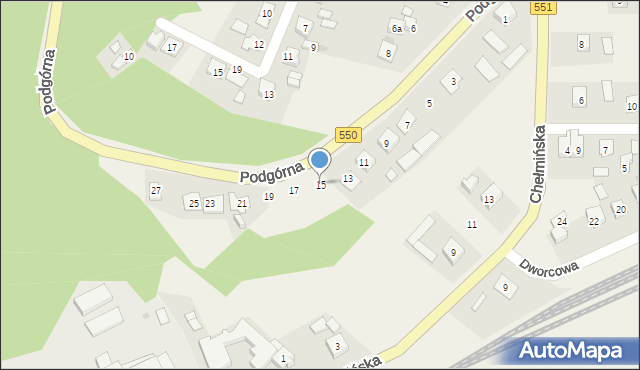 Unisław, Podgórna, 15, mapa Unisław